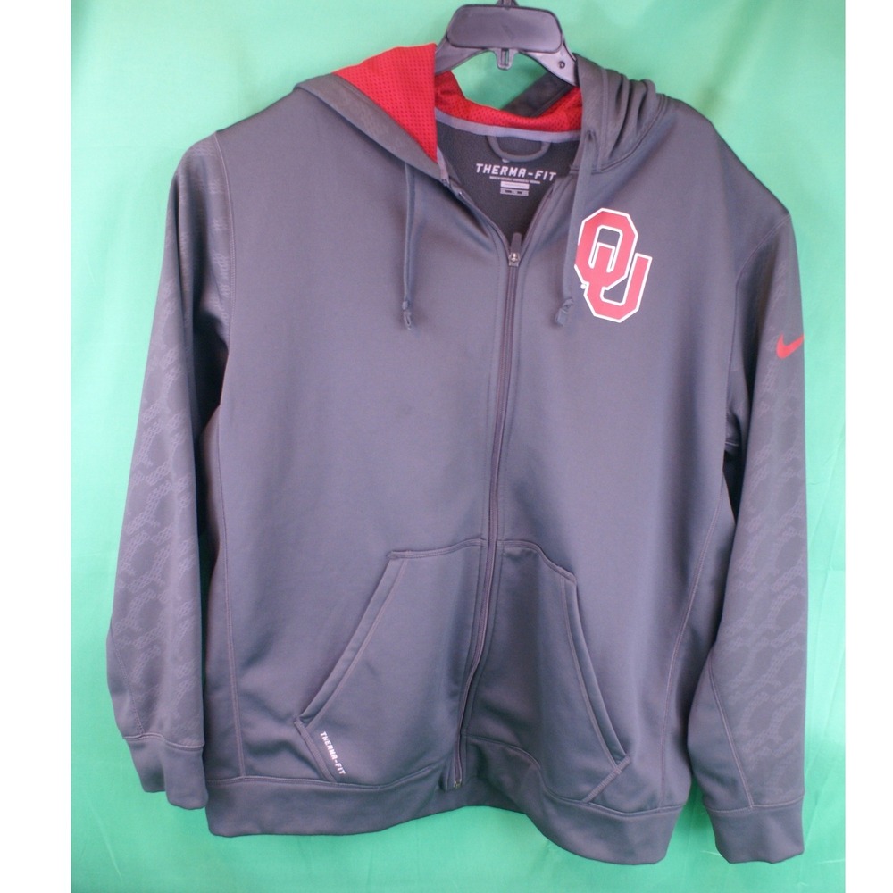 Oklahoma Sooners OU Nike Therma-FIT Full Zip Hoodie Mens XXL Gray Sweatshirt
